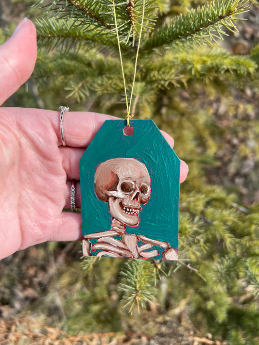 Forest green skeleton ornament